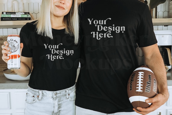 Bella Canvas 3001 Black Mockup | Gameday Mockup | Sports Mockup | Team Mockup | Mens Shirt Mockup | Superbowl Mock | Football Mockup