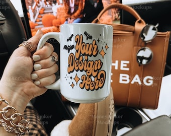 Fall Coffee Mug Mockup | Halloween Theme, 15 oz (Digital File)