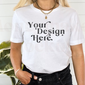 Bella Canvas 3001 Mockup | Bella Canvas 3001 White Shirt Mockup | White Shirt Mockup | Model Mockup | Boho Mockup | Minimal Mockup