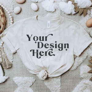 Bella Canvas 3001 Mockup | Bella Canvas Soft Cream Shirt | Flat Lay Tshirt Mockup | Soft Cream Shirt Mockup | Easter Mockup