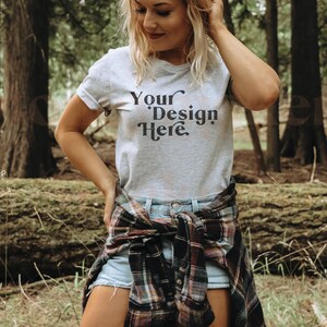 Bella Canvas 3001 Mockup | Bella Canvas Athletic Heather Shirt | Tshirt Mockup | Athletic Heather Shirt Mockup | Nature Shirt Mock