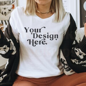Bella Canvas 3001 Mockup | Bella Canvas White | Halloween Mockup | Autumn Mockup | Fall TShirt Mockup | Fall Mock Up | Fall Mockup