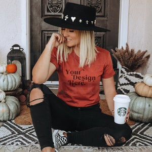 Rust Bella Canvas 3001 Mockup | Bella Canvas Rust | Fall Shirt Mockup | Autumn Mockup | Fall T-Shirt Mockup | Fall Mockup | Halloween Mockup