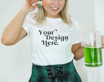 St Patricks Mockup | White Bella Canvas 3001 Mockup | St. Patricks Day Mockup | St Pattys Mockup | St Patricks Day Mock | St Patrick&#39;s Mock