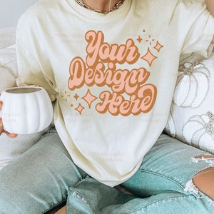 Fall Shirt Mockup Ivory Comfort Colors C1717 | Comfort Colors Mockup | Halloween Shirt Mockup | Oversized Shirt Mockup | Halloween Mockup