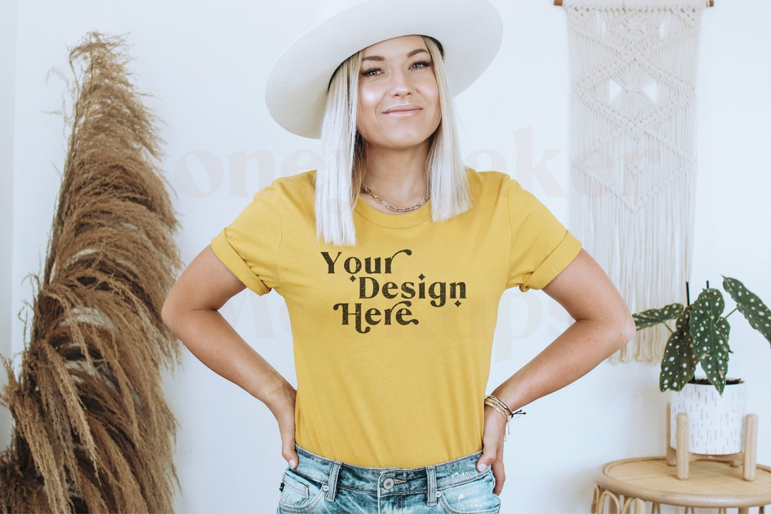 Bella Canvas 3001 Mockup | Bella Canvas Mustard Shirt | Yellow Tshirt ...