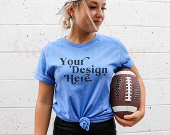 True Royal Bella Canvas 3001 Mockup | Gameday Mockup | Sports Mockup | Team Mockup | Fall Mockup | Superbowl Mock | Football Mockup