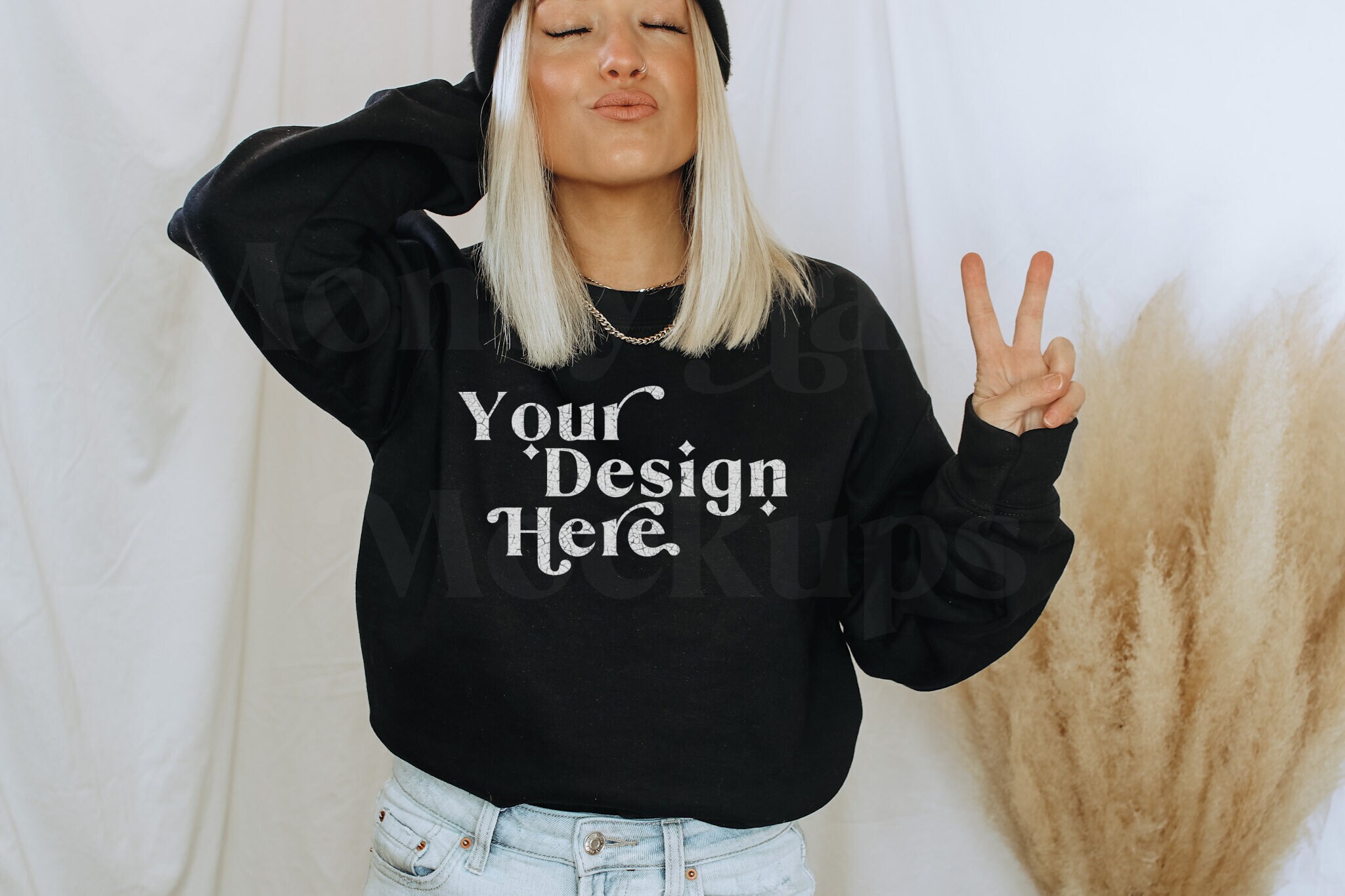 Gildan 18000 Mockup | Gildan Black Sweatshirt Mockup | Sweatshirt Mod…
