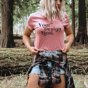 Bella Canvas 3001 Mockup | Mauve Bella Canvas 3001 Mockup | Bella Canvas Mauve |T-Shirt Mockup | Model Mockup | Boho Mockup | Lifestyle Mock