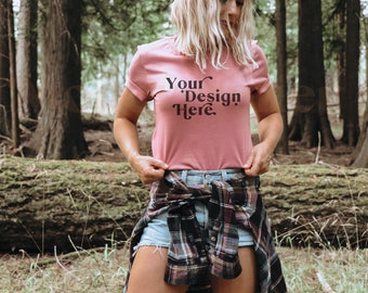 Bella Canvas 3001 Mockup | Mauve Bella Canvas 3001 Mockup | Bella Canvas Mauve |T-Shirt Mockup | Model Mockup | Boho Mockup | Lifestyle Mock