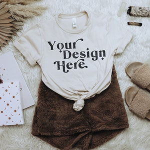 Bella Canvas 3001 Mockup | Bella Canvas Soft Cream Shirt | Flat Lay Tshirt Mockup | Soft Cream Shirt Mockup | Model Mockup