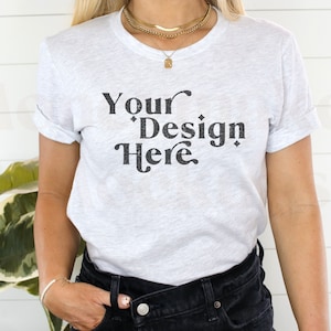 Bella Canvas 3001 Mockup | Bella Canvas Ash Shirt | Tshirt Mockup | BC 3001 Ash Shirt Mockup | Model Mockup | Boho Mockup | Minimal Mockup