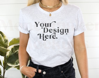 Bella Canvas 3001 Mockup | Bella Canvas Ash Shirt | Tshirt Mockup | BC 3001 Ash Shirt Mockup | Modell Mockup | Boho Mockup | Minimales Mockup