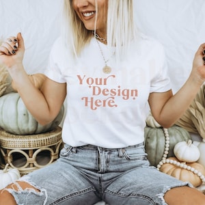 Bella Canvas 3001 Mockup | Bella Canvas Natural | Fall Shirt Mockup | Autumn Mockup | Fall T-Shirt Mockup | Fall Mockup | Halloween Mock