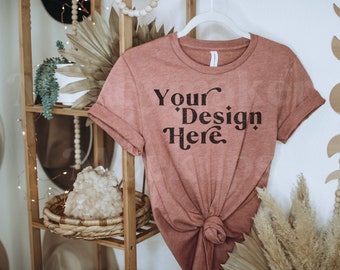 Bella Canvas 3001 Mockup | Heather Mauve Hanging T-Shirt