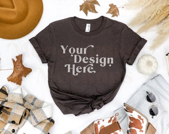 Brown Bella Canvas 3001 Mockup | Fall Shirt Mockup | Autumn Mockup | Fall T-Shirt Mockup | Fall Mockup | Halloween Mock Up