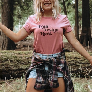 Bella Canvas 3001 Mockup | Mauve Bella Canvas 3001 Mockup | Bella Canvas Mauve |T-Shirt Mockup | Model Mockup | Boho Mockup | Lifestyle Mock