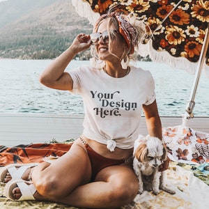 Bella Canvas 3001 Mockup | Bella Canvas White Shirt | Tshirt Mockup | White Shirt Mockup | Model Mockup | Summer Shirt Mock | Summer Mock