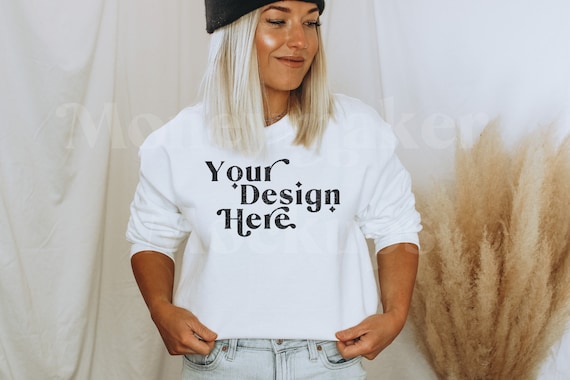 Gildan 18000 Mockup | Gildan White Sweatshirt Mockup | Sweatshirt Model Mockup | Gildan Sweatshirt Mockup | White Sweatshirt Mockup
