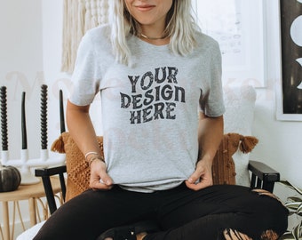 Athletic Heather Bella Canvas 3001 Mockup | Halloween Mock Up | Autumn Mockup | Fall Shirt Mockup | Fall Mockup | Halloween Mockup