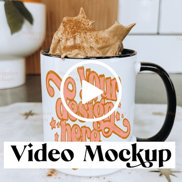 Coffee Mug Mockup | Video Mockup Black and White Accent Mug Mockup | 11 Oz Accent Mug Mockup | Mug Mockup | Video Mockup | Coffee Mug Mockup