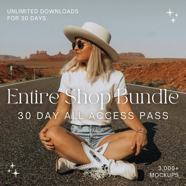 Whole Shop Bundle 30-Tage-All-Access-Pass | Bella Canvas 3001 Bündel | Gildan 18000 Bündel | Shirt Mockup Bundle | Tasse Mockup Bundle