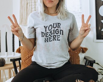 Athletic Heather Bella Canvas 3001 Mockup | Halloween Mock Up | Autumn Mockup | Fall Shirt Mockup | Fall Mockup | Halloween Mockup