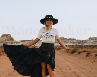 Bella Canvas 3001 Mockup | Bella Canvas White Shirt | White Shirt Mockup | Lifestyle Mockup | Model Mockup | Boho Mockup | Nature Mockup