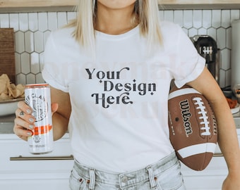 Bella Canvas White 3001 Mockup | Gameday Mockup | Sports Mockup | Team Mockup | Superbowl Mock | Football Mockup | Team Mockup | Team Mockup