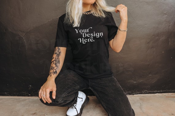 Gildan 64000 Mockup | Gildan Black Shirt Mockup | Tshirt Mockup | Grunge Mockup | Boho Mockup | Model Mockup | Oversized Shirt Mockup