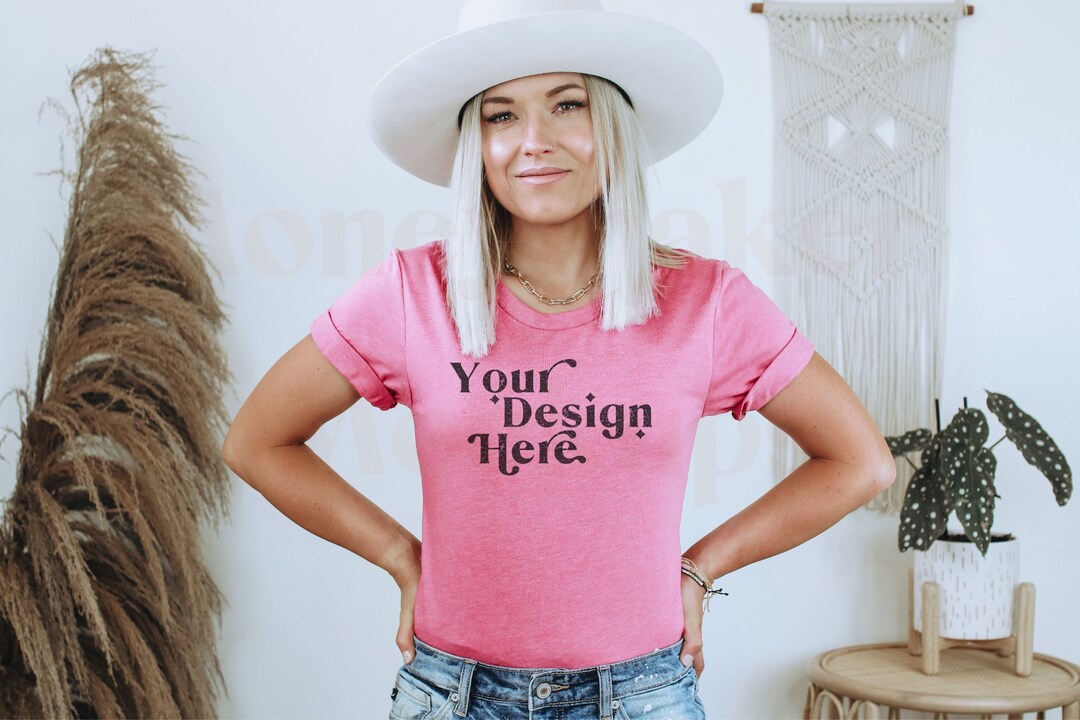 Bella Canvas 3001 Mockup | Bella Canvas Heather Raspberry Shirt ...