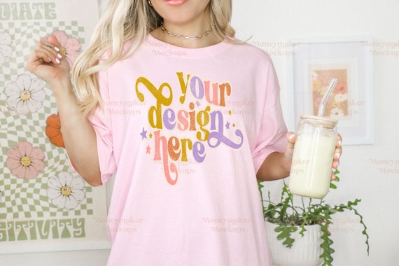 Gildan 5000 Mockup Light Pink Gildan 5000 Heavy Cotton Spring