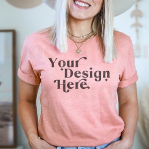 Bella Canvas 3001 Mockup | Bella Canvas Heather Prism Sunset Shirt | Tshirt Mockup | Heather Prism Sunset Mockup | Model Mock| Boho Mockup