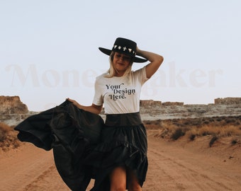 Bella Canvas 3001 Mockup | Bella Canvas White Shirt | White Shirt Mockup | Lifestyle Mockup | Model Mockup | Boho Mockup | Nature Mockup