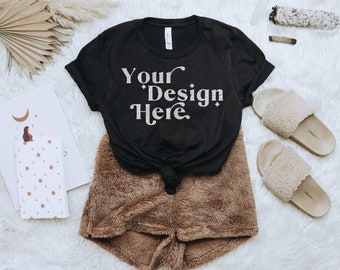 Bella Canvas 3001 mock-up | Bella canvas zwart shirt | Mockup platliggend T-shirt | Mockup zwart shirt | Modelmodel