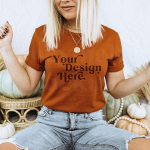Bella Canvas 3001 Mockup | Bella Canvas Autumn Shirt | Halloween Mockup | Autumn Mockup | Fall T-Shirt Mockup | Boho Mockup | Fall Mockup