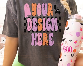 Pastel Halloween Shirt Mockup | Halloween Comfort Colors C1717 Mockup | Pepper Comfort Colors Mockup | Halloween Mockup