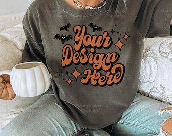 Fall Shirt Mockup Pepper Comfort Colors C1717 | Comfort Colors Mockup | Halloween Shirt Mockup | Oversized Shirt Mockup | Halloween Mockup