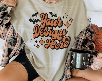 Halloween Mockup Sand Gildan 5000 Mockup | Gildan 5000 Mockup | Halloween Shirt Mockup | Oversized Mockup | Trendy Mockup