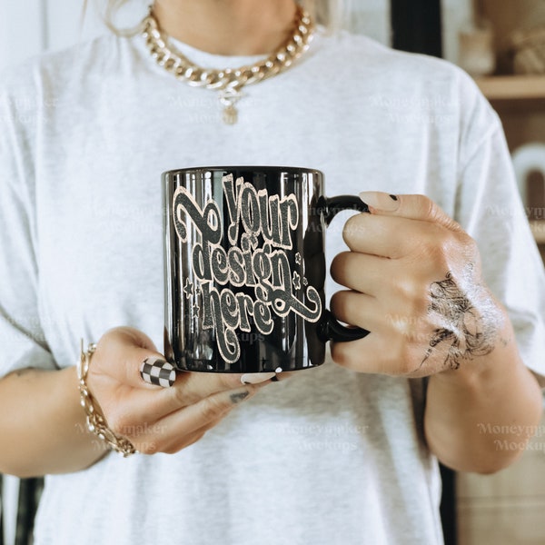 Mug Mockup | Mug Mock-up | Coffee Mug Mockup | 11 oz Black Coffee Mug Mockup | Mug Mockup | Black Coffee Mug Mockup | Black Mug Mockup