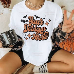 Halloween Mockup Gildan 5000 Mockup | Gildan 5000 White | Fall TShirt Mockup | Oversized Shirt Mockup | Fall Mockup | Trendy Mockup