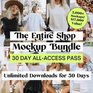 ENTIRE Shop Bundle Mockups 30 Day All-Access Pass | Bella Canvas 3001 Bundle | Gildan 18000 Bundle | Shirt Mockup Bundle | Mug Mockup Bundle