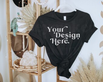 Maqueta de Bella Canvas 3001 / Maqueta de camiseta negra Bella Canvas / Maqueta de camiseta negra / Maqueta de camiseta colgante / Maqueta de estilo melancólico / Maqueta boho