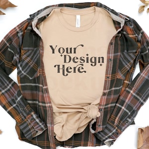Bella Canvas 3001 Mockup | Bella Canvas Sand Dune | Fall Shirt Mockup | Autumn Mockup | Fall T-Shirt Mockup | Fall Mockup | Halloween Mockup
