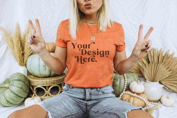 Heather Orange Bella Canvas 3001 Mockup Fall Shirt Mockup - Etsy