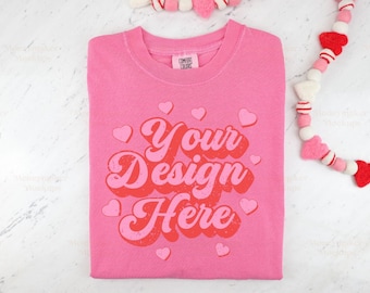 Valentines Day Mockup | Peony Comfort Colors C1717 Mockup | Valentines Shirt Mockup | Shirt Mockup | Pink Shirt Mockup
