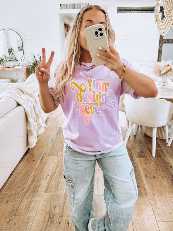 Trendy Mockup | Comfort Colors C1717 Mockup | Orchid Comfort Colors C1717 Mockup | Oversized Mockup | Comfort Colors Mockup | Y2K Mockup