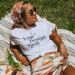 White Gildan 64000 Mockup | Gildan 64000 White Shirt Mockup | Gildan 64000 Mockup | Model Mockup | Summer Shirt Mock | Summer Mock