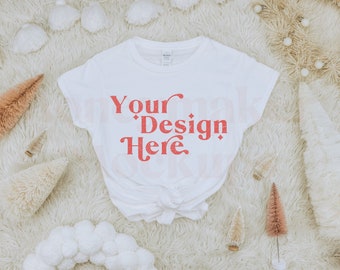 Christmas Mockup | Gildan 64000 Softstyle Mockup | Gildan 64000 White | Holiday Shirt Mockup | Christmas Shirt Mockup | Winter Mockup