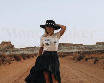 Bella Canvas 3001 Mockup | Bella Canvas White Shirt | White Shirt Mockup | Lifestyle Mockup | Model Mockup | Boho Mockup | Nature Mockup